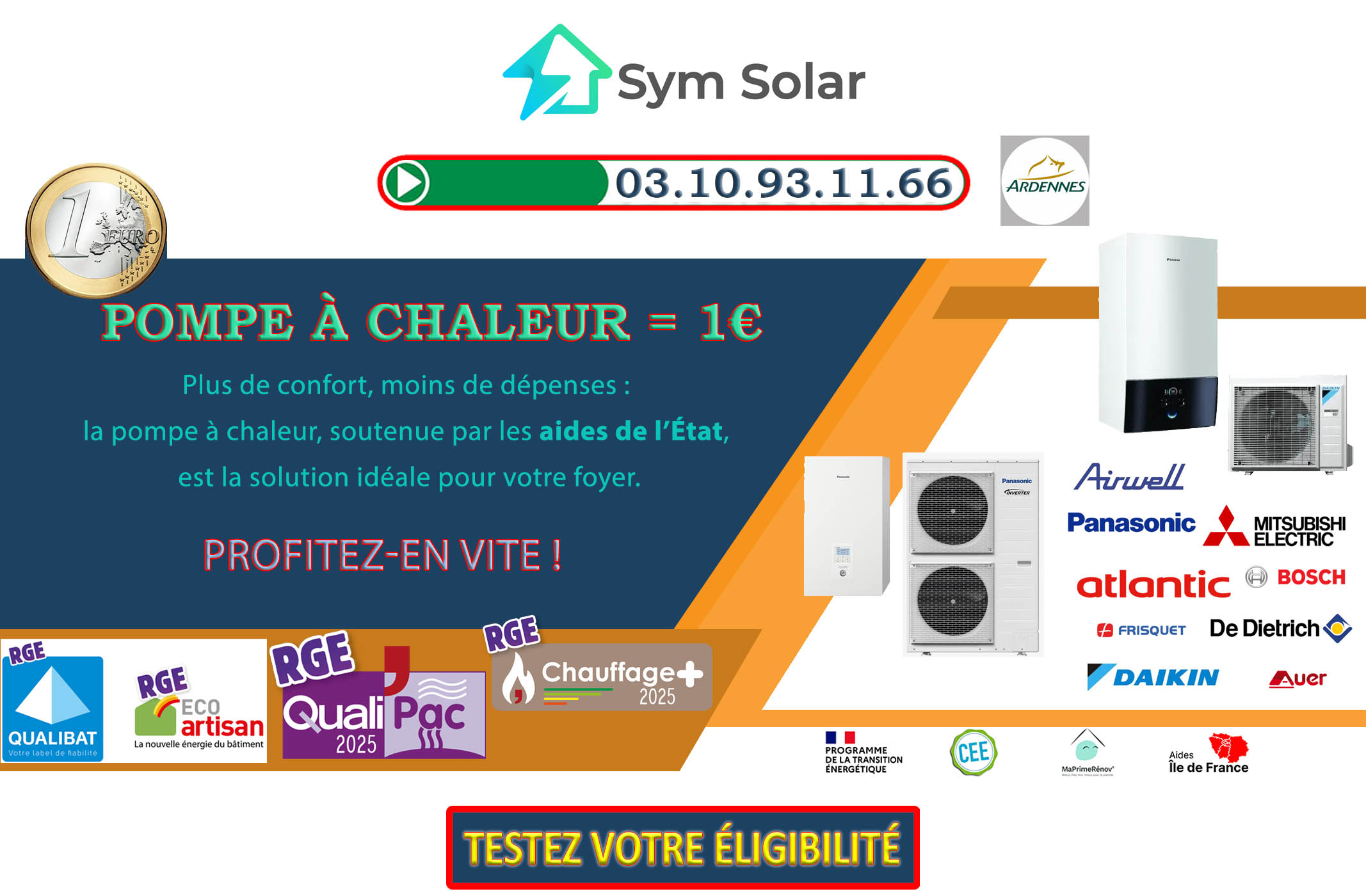 Pompe à chaleur 1 euro Bosseval Et Briancourt 08350